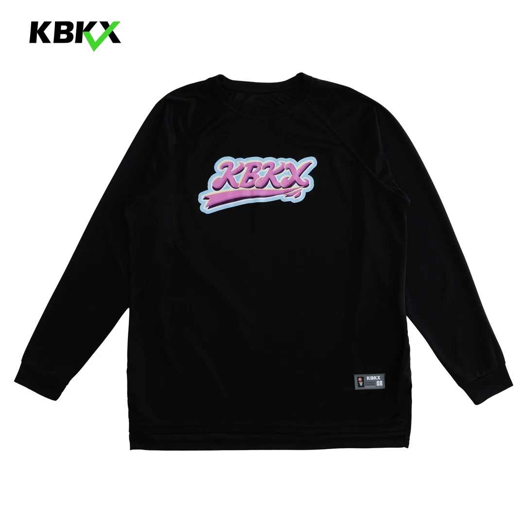 KBKX 秋冬新款骑行服长袖T恤速干排汗运动美式投篮服透气宽松大码