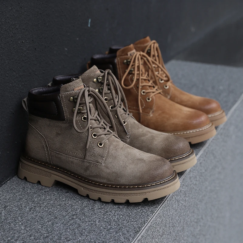 真皮大黄靴男鞋子马丁靴潮流皮靴高帮鞋中帮皮鞋工装靴冬季男靴子