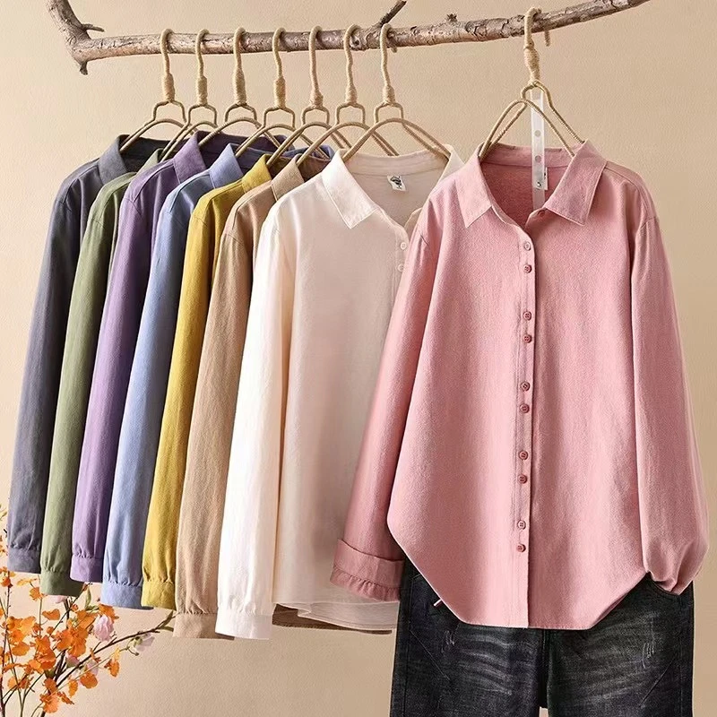 2024秋冬新款加厚磨毛衬衫女长袖纯色上衣尖领打底衬衣简约休闲
