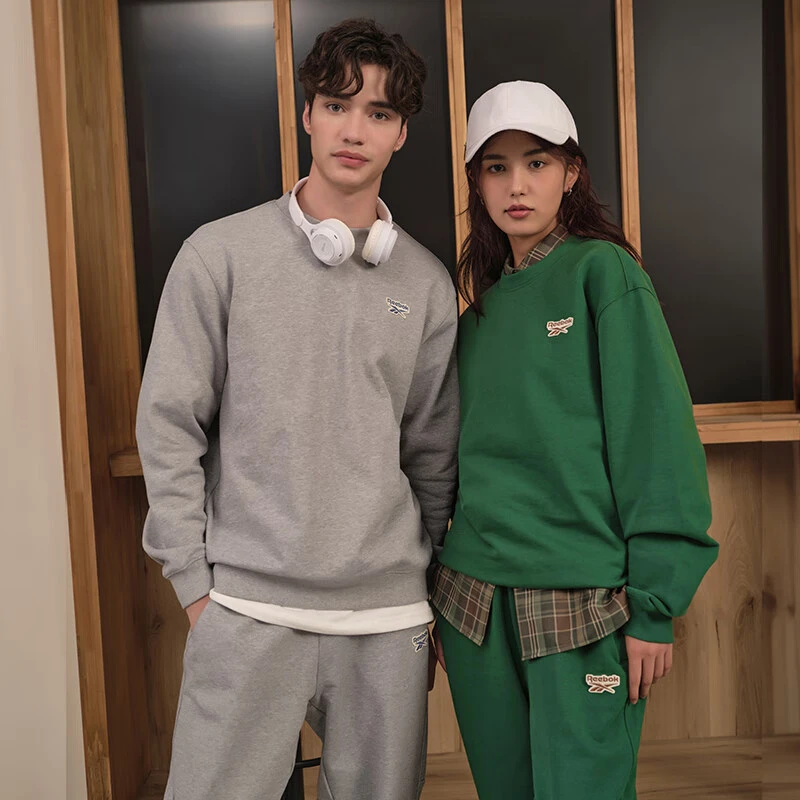 Reebok锐步24男女同款经典复古针织圆领套头衫卫衣23FRC301UGL1