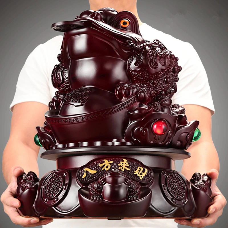 超大红檀木金蟾摆件高档三足蟾蜍客厅酒柜装饰品公司店铺开业礼品