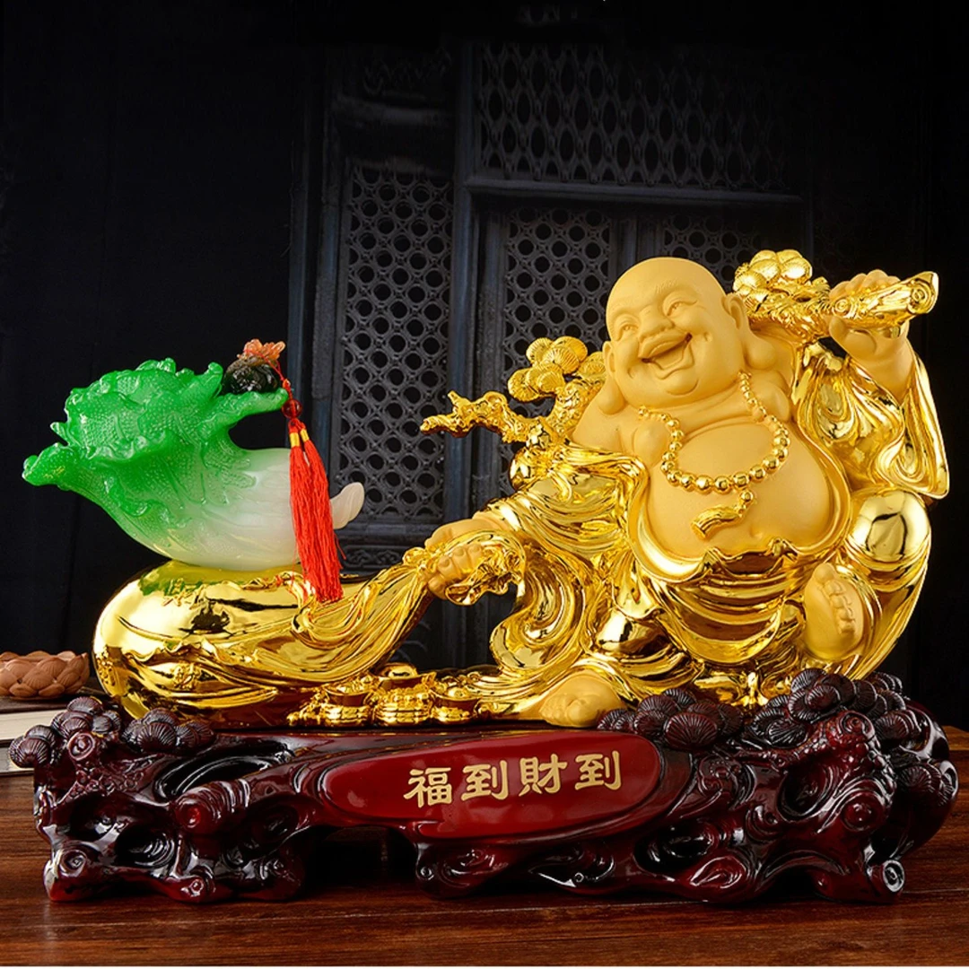 福到财到弥勒佛摆件白菜摆件创意家居客厅入户门摆设乔迁开业礼品