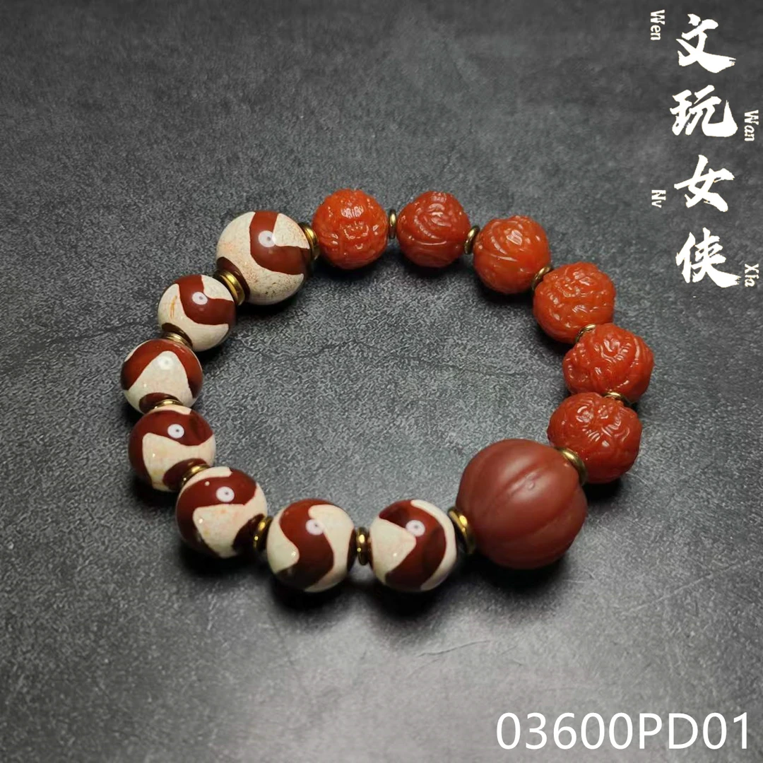 《文玩女侠慧慧》精品玛瑙手串13+【牙牙龙珠】03600PD01H2-5