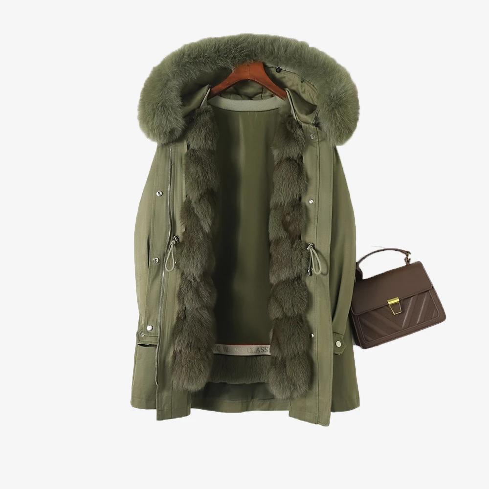 芬芬【亭玉】2921升级版派克服女秋冬款真毛时尚大气百搭保暖外套