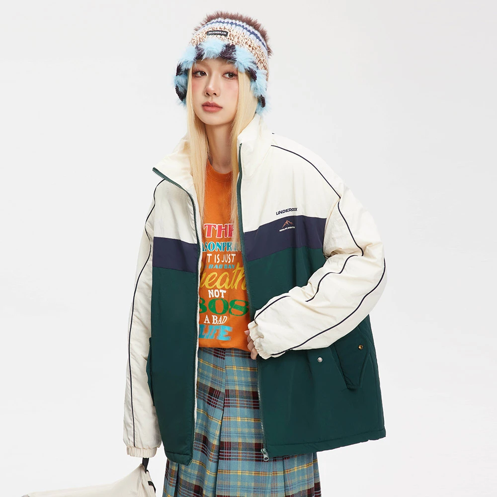 冬款休闲运动潮流保暖撞色立领拼色棉衣运动 M911