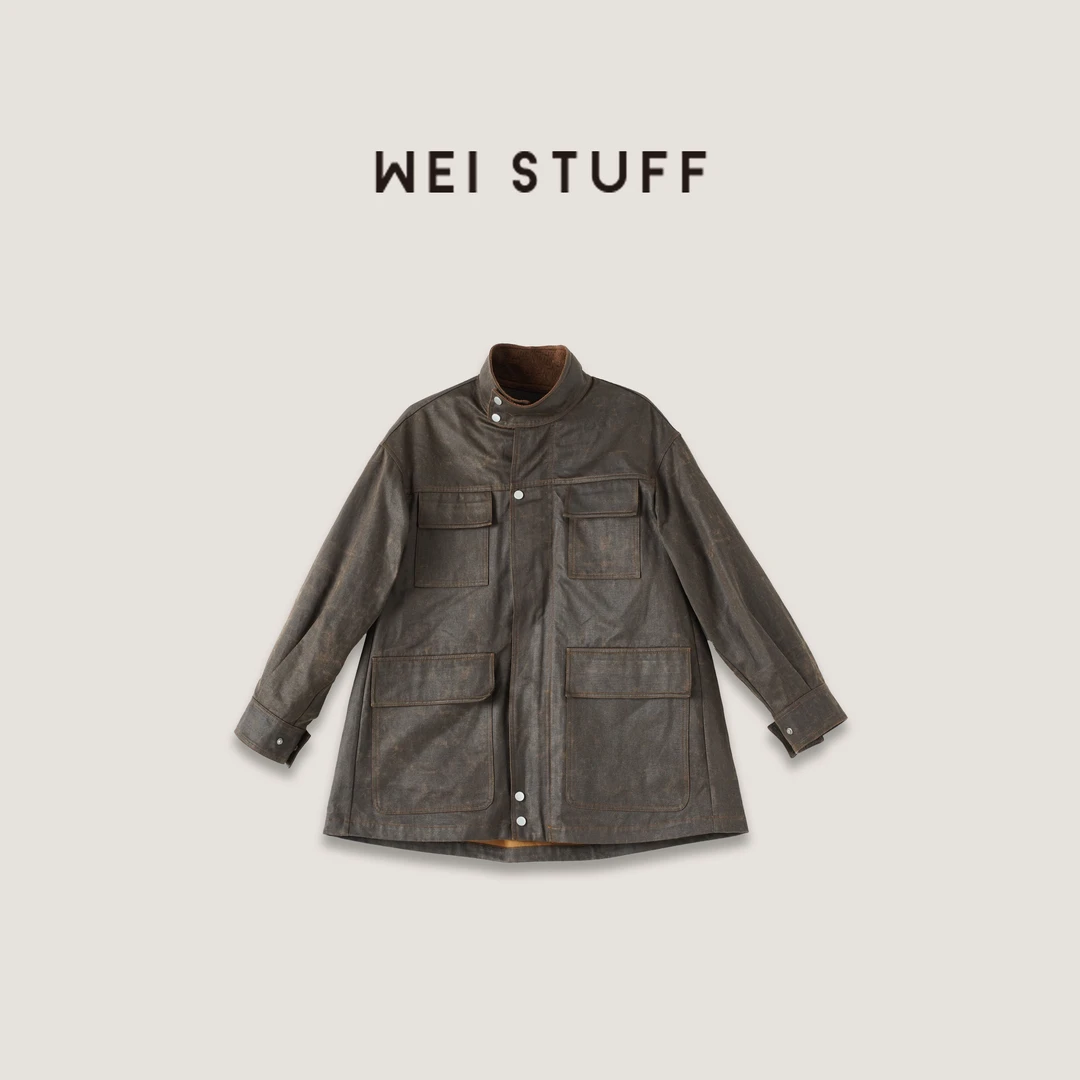 WEI STUFF “复古蜡感”美拉德多口袋猎装派克外套 7167 S