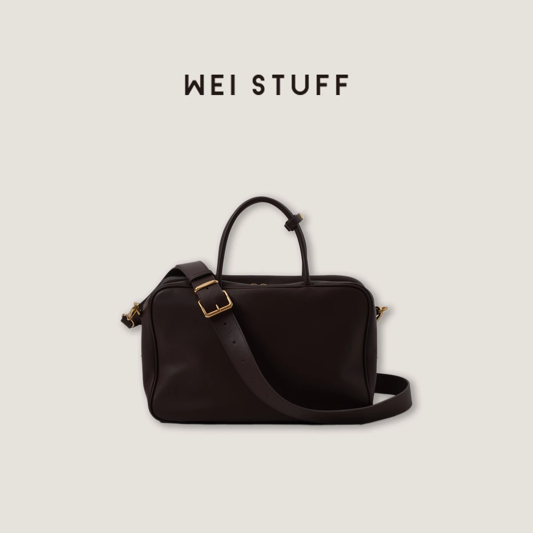 WEI STUFF 时尚简约小众通勤百搭头层牛皮单肩手提公文包 8257.