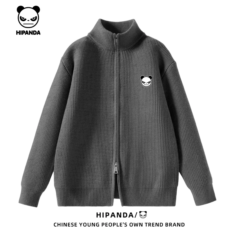 HiPanda 你好熊猫秋冬毛衣外套男款情侣宽松针织开衫2025年新款B
