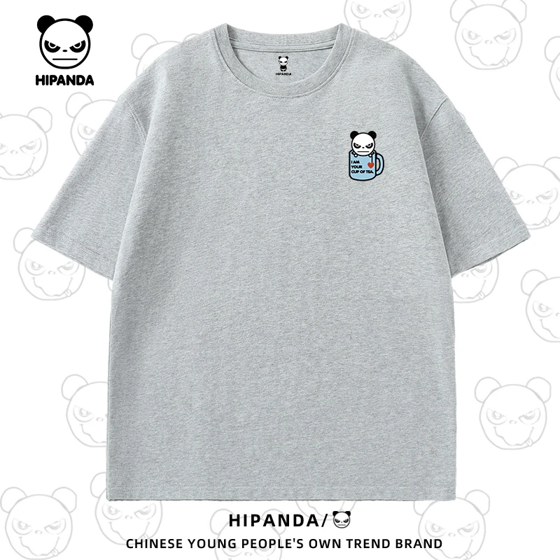 HiPanda你好熊猫情侣款短袖t恤2024夏季新款潮牌宽松圆领透气上衣