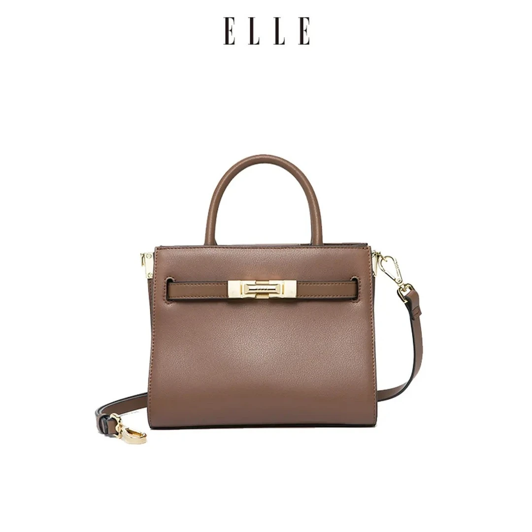 ELLE2022新款休闲手提包通勤凯莉包多功能斜挎包包女单肩包22454