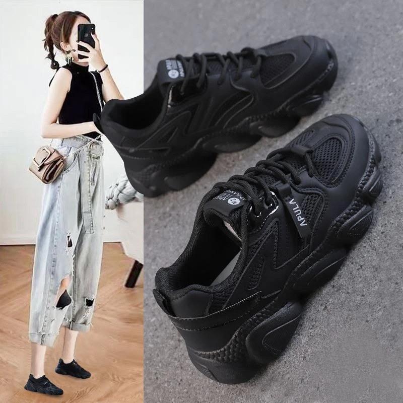 厨房防滑鞋女厨师专用鞋子防油专业全黑色不累脚软底工作老爹女鞋