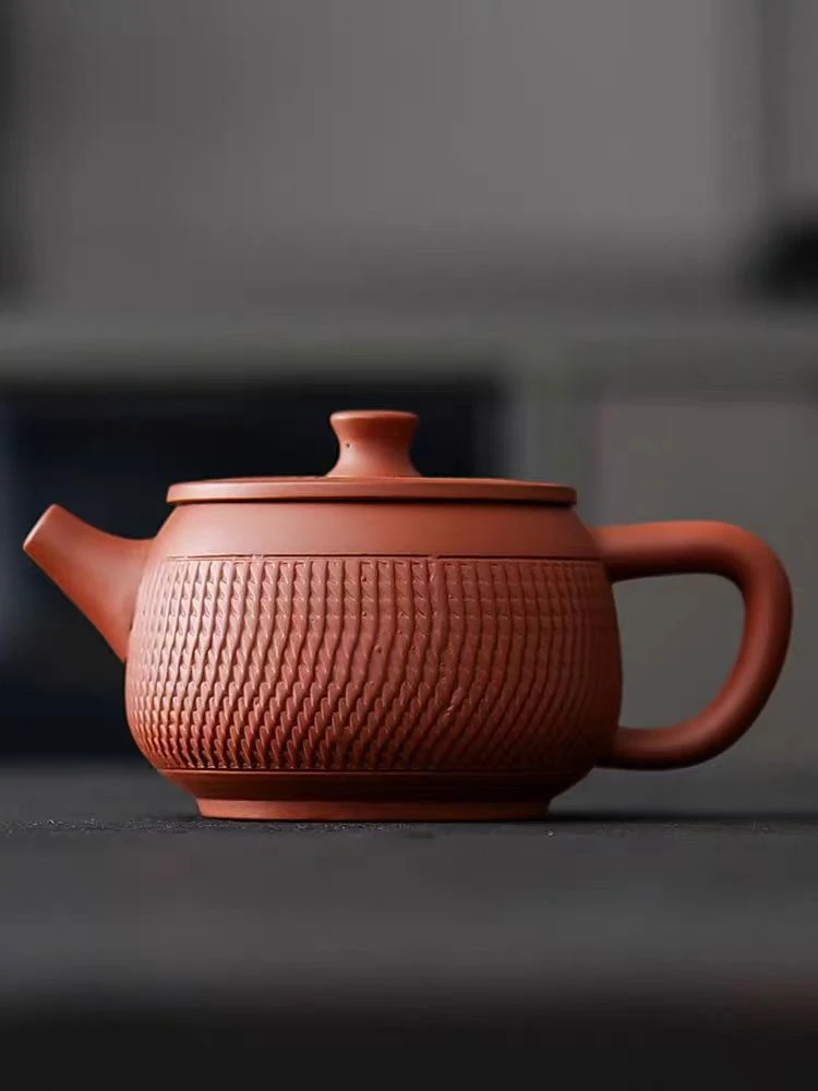 红泥跳刀复古汉瓦凤鸣高端功夫茶器200cc紫砂壶正宗紫砂茶壶出水