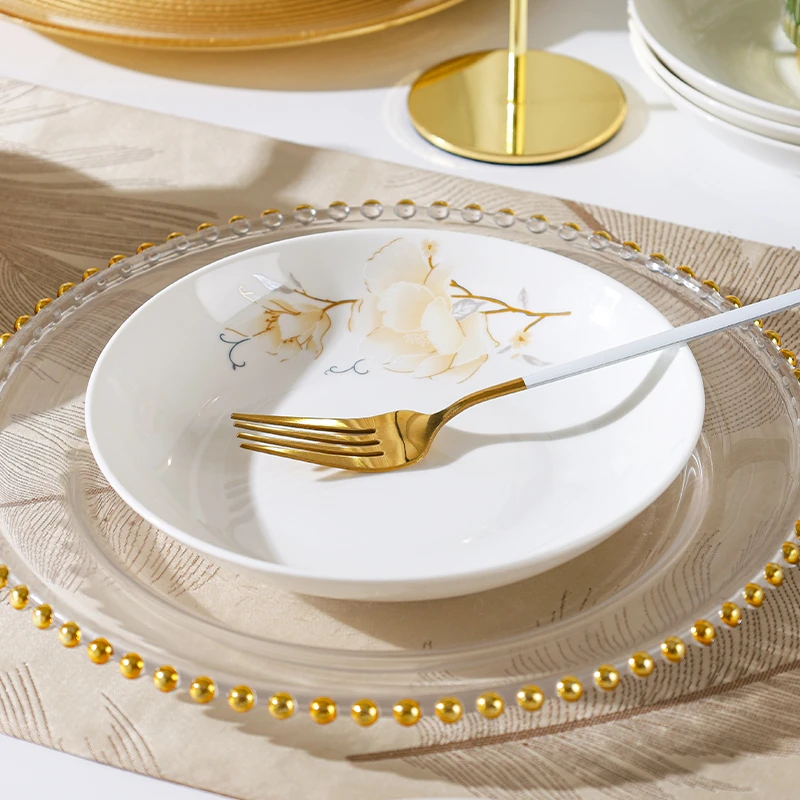 【山茶花】7英寸圆盘6只陶瓷家用高颜值菜盘防烫菜碟子创意简约餐盘