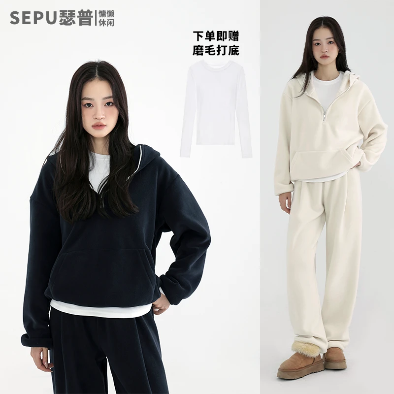 【奥粒绒套装】瑟普Y105冬季爆款奥粒绒套装连帽慵懒风休闲套装妮宝