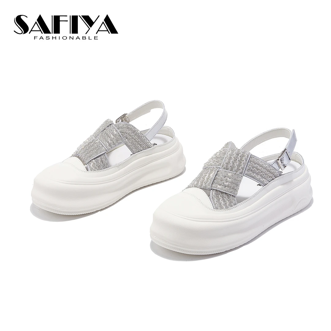 【楚楚可人】索菲娅夏季新款一字扣系带镂空时尚厚底鞋SF42115A32