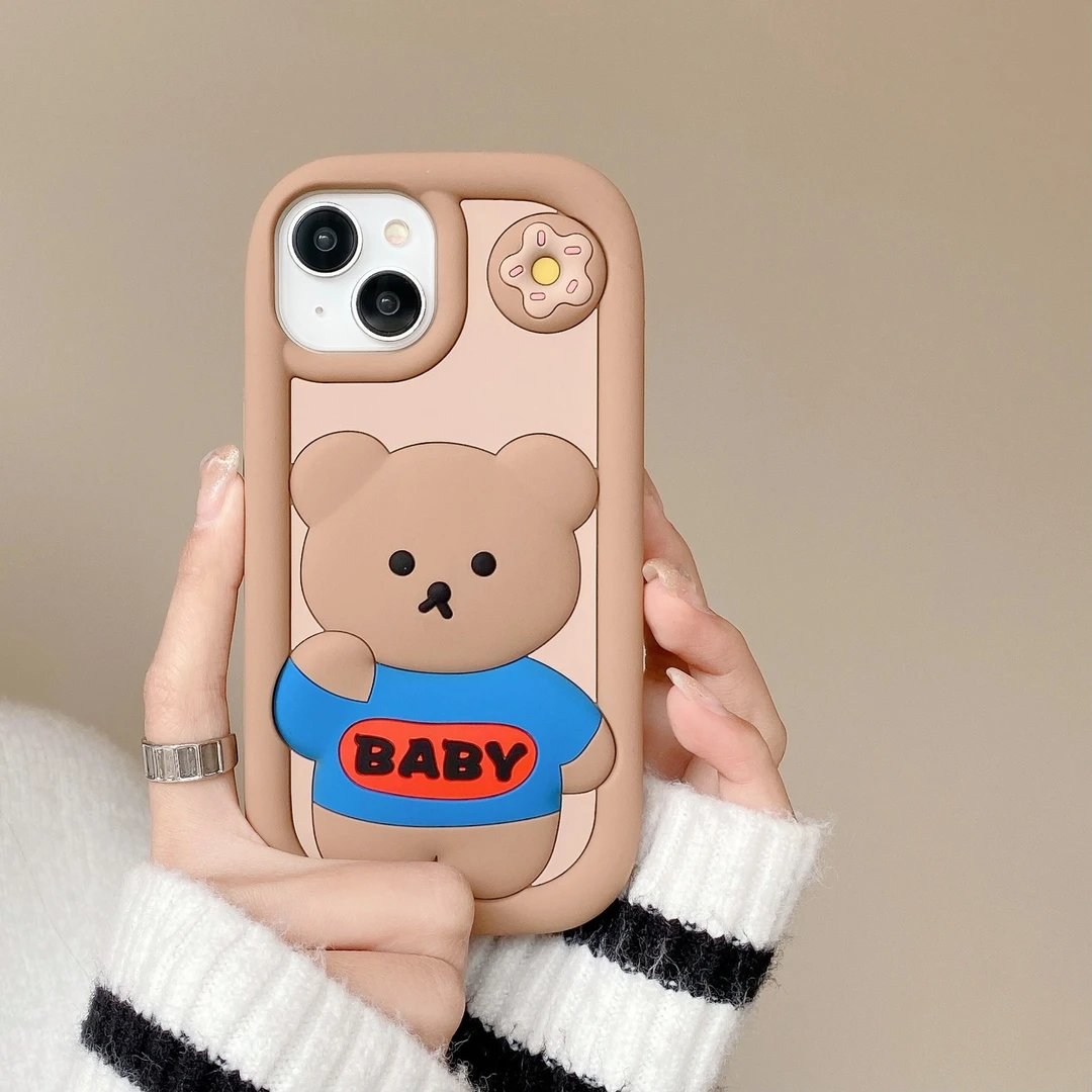 【苹果】卡通可爱baby小熊甜甜圈iPhone13/14promax全包12手机壳