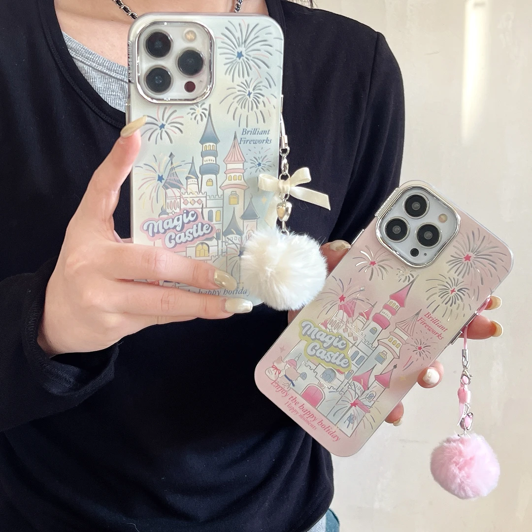 (适用苹果华为)梦幻城堡烟花浪漫ins高级感iPhone15pro女款手机壳