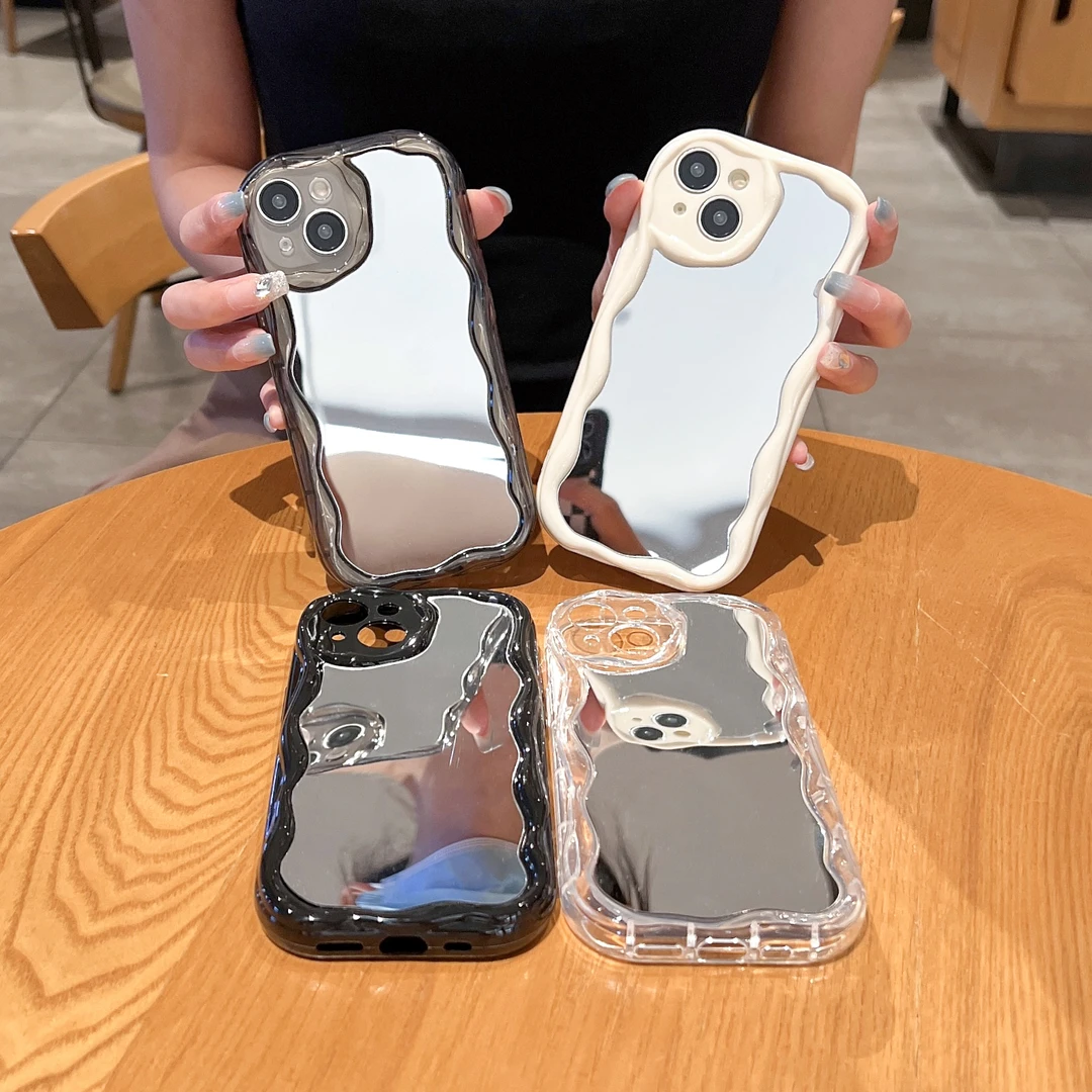 (苹果/华为/oppo/vivo/小米)ins奶油纹镜面化妆镜全包女款手机壳