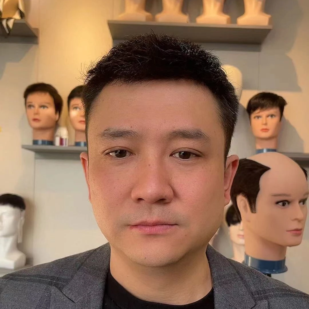 【定制链接】男士假发全手织递针真发制作秃顶假发全递针加递针旋