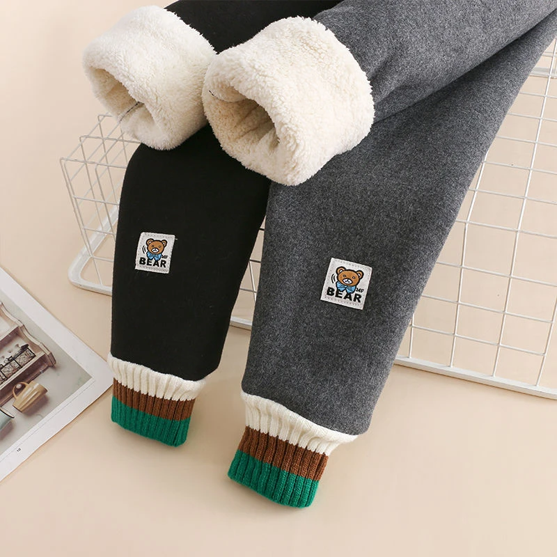 女童加绒加厚长裤外穿秋冬款儿童宝宝羊羔绒打底裤中大童保暖裤女