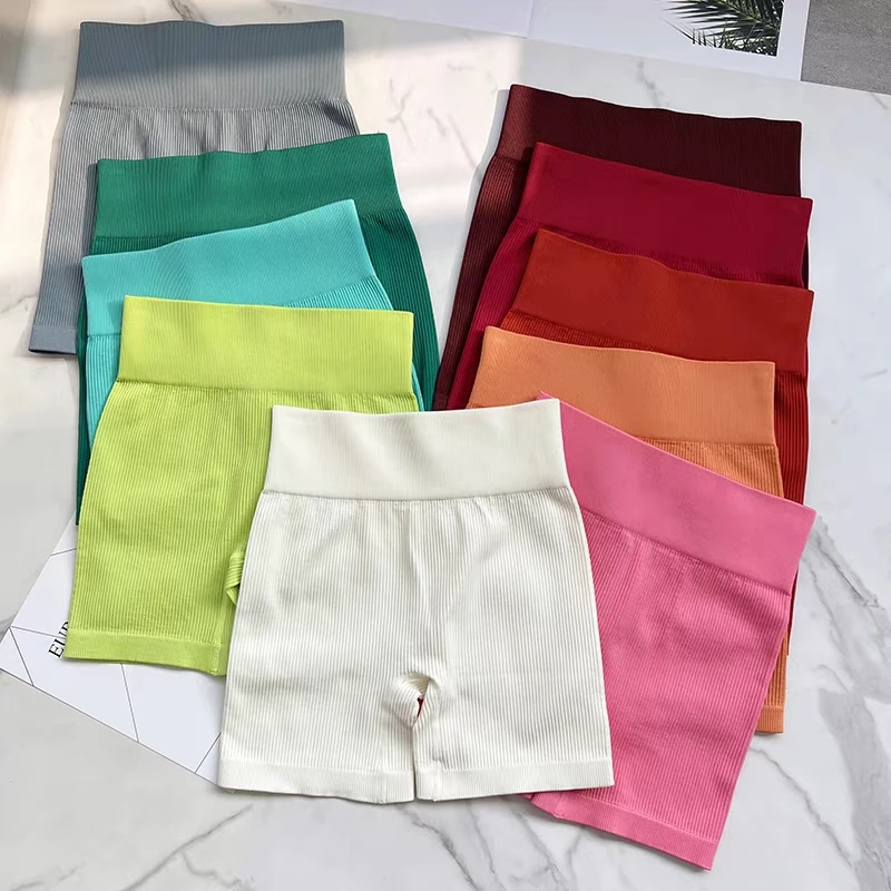 多巴胺高腰收腹运动短裤女高弹提臀显瘦健身瑜伽三分裤外穿骑行裤