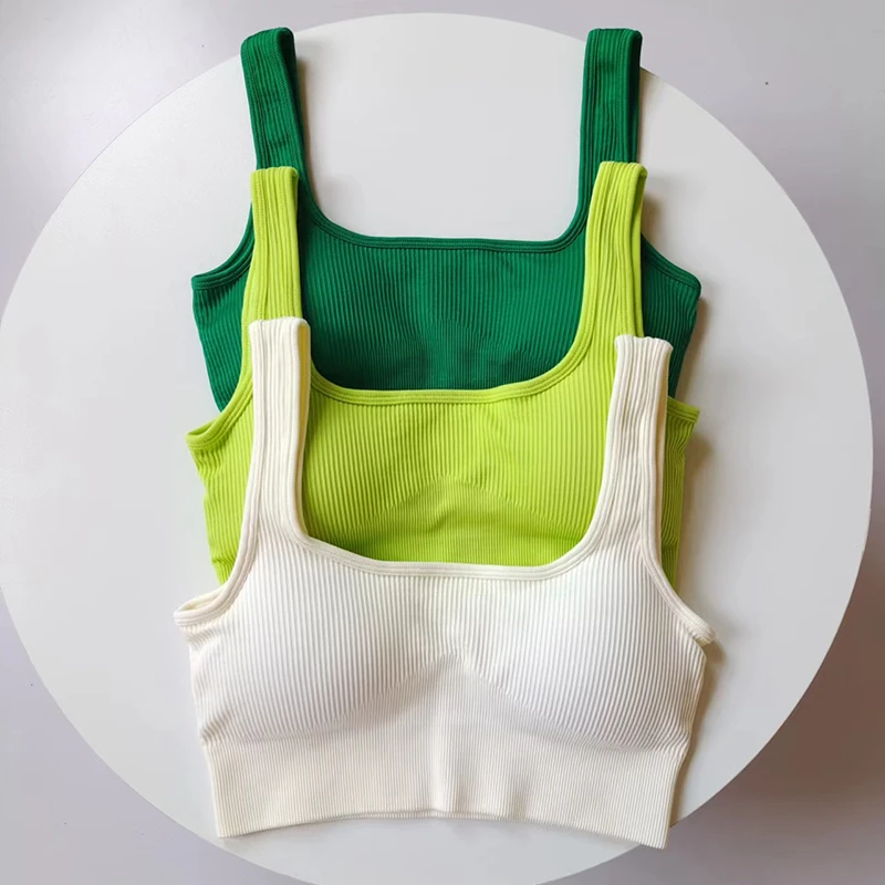 防走光背心式运动文胸U形瑜伽美背女子户外跑步跳绳健身防震bra