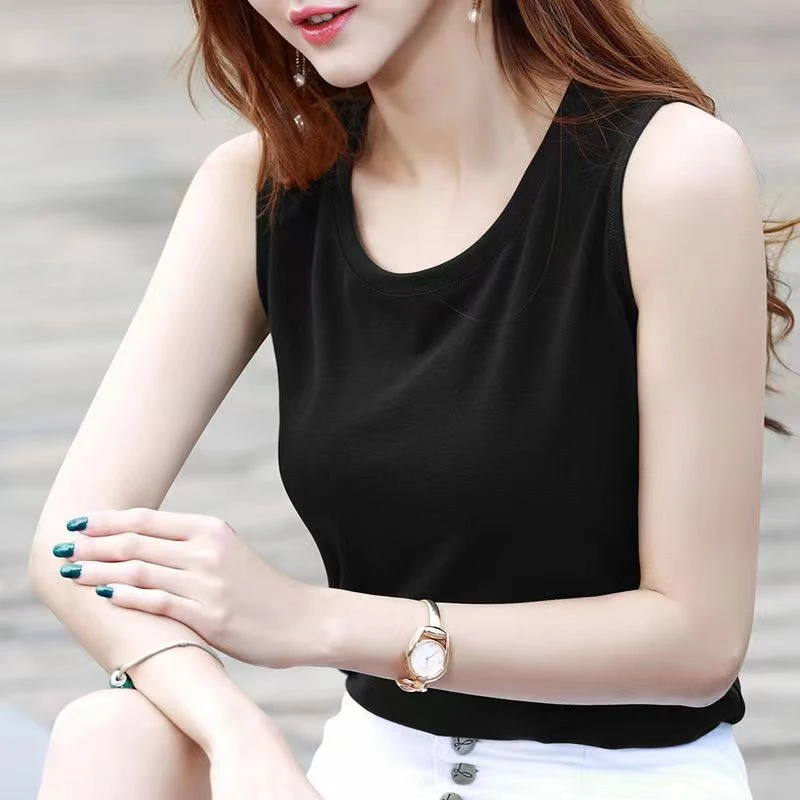 背心内搭百搭夏季打底外穿宽松纯色无袖大码时尚修身春夏圆领显瘦
