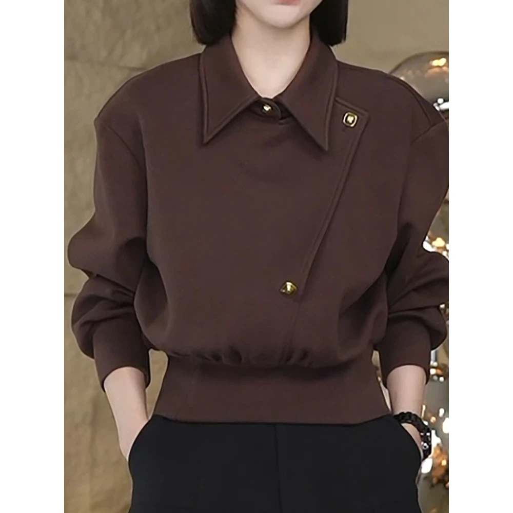 高级感气质名媛百搭套头纯色外穿卫衣2025秋季新款长袖通勤上衣潮