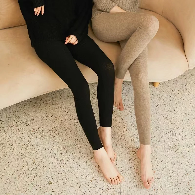 XIAOROU/小柔百搭精纺基础打底羊绒裤子女士阔腿裤显瘦H0228高腰