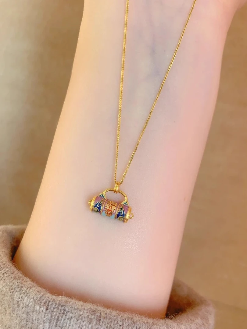 钛钢项链 七夕平安锁项链女藏式扎基拉姆转运珠时尚百搭配饰颈链