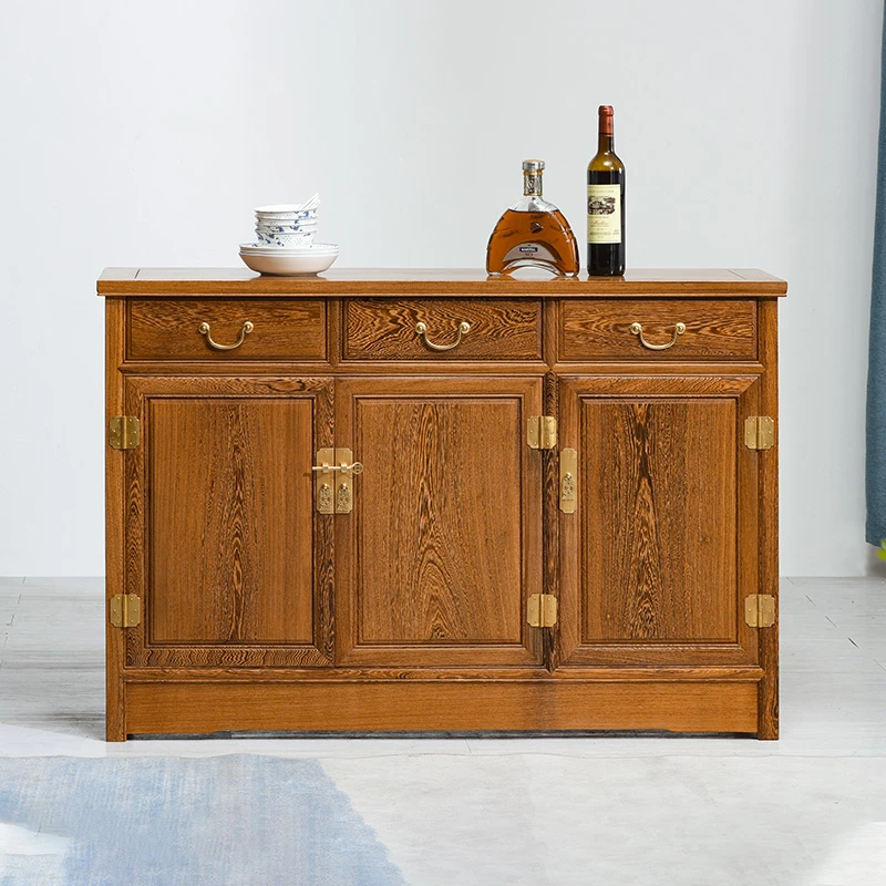 鸡翅木餐边柜隔断实木玄关柜仿古藏画柜红木储物柜带抽家用茶水柜