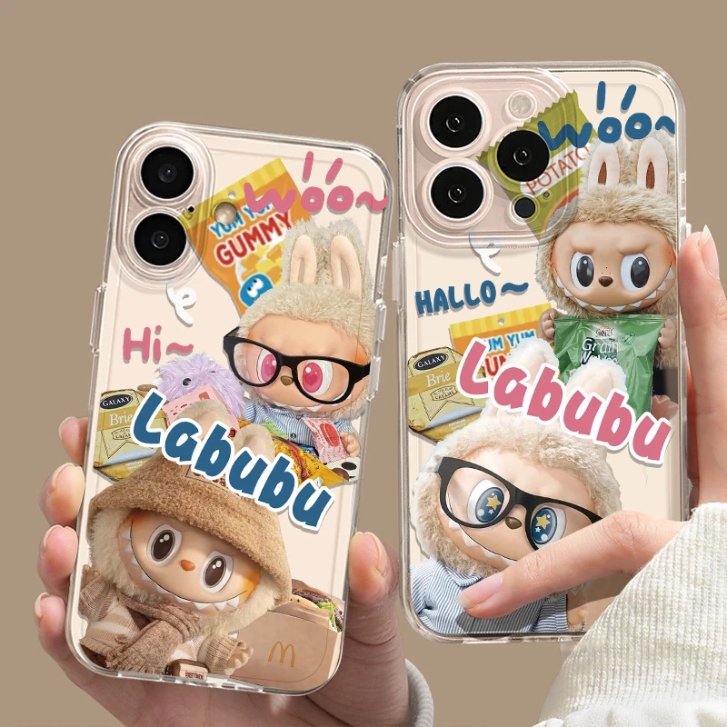 适用苹果16/华为pura70/小米15拼接oppo公仔labubu周边vivo手机壳