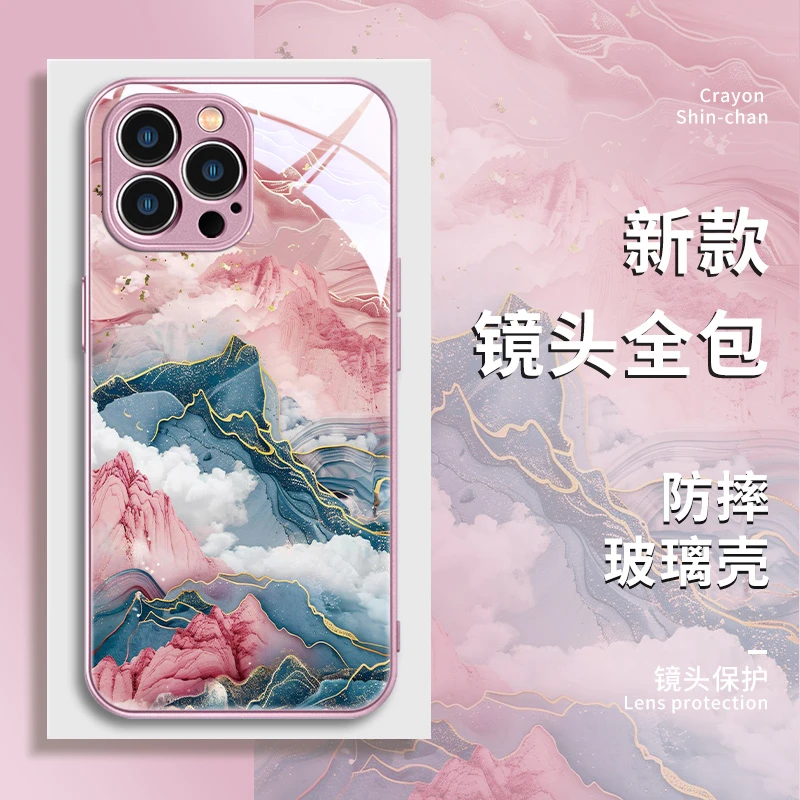 适用苹果15/华为mate60/小米14/oppo/vivo栾金山峰高颜值女手机壳