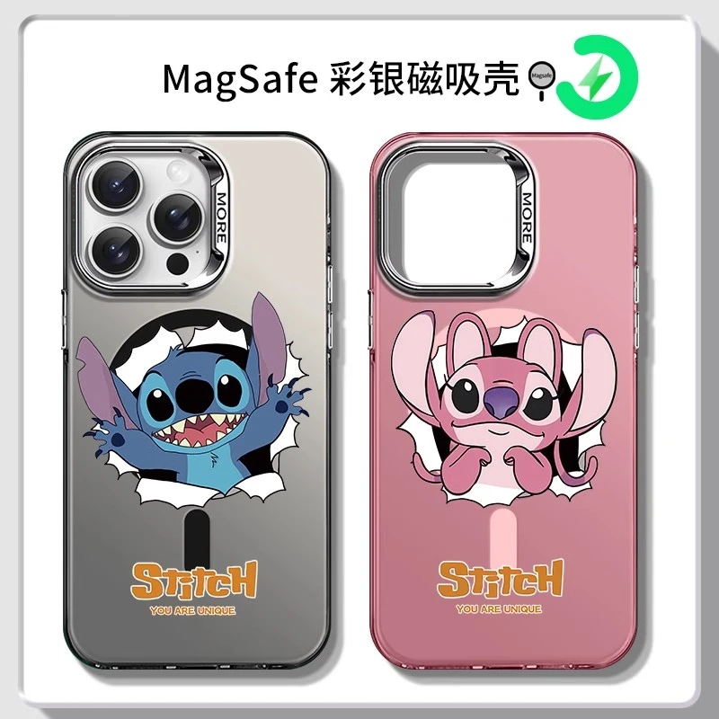 史迪仔适用iphone15promax手机壳磁吸苹果16动漫情侣14新款卡通pm