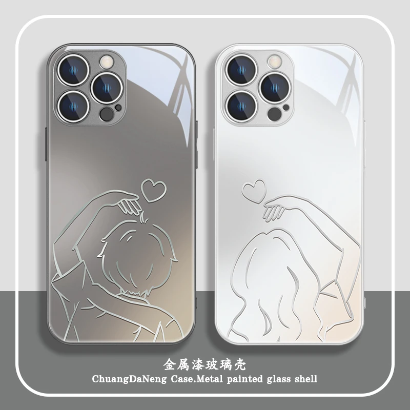 适用苹果16/华为mate70/小米15/oppo/vivo比心情侣款秀恩爱手机壳
