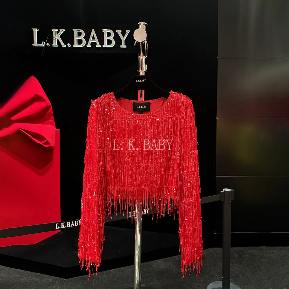 【L.K.BABY】心动少女 高定轻奢时髦闪闪流苏亮片衫气质设计师重工