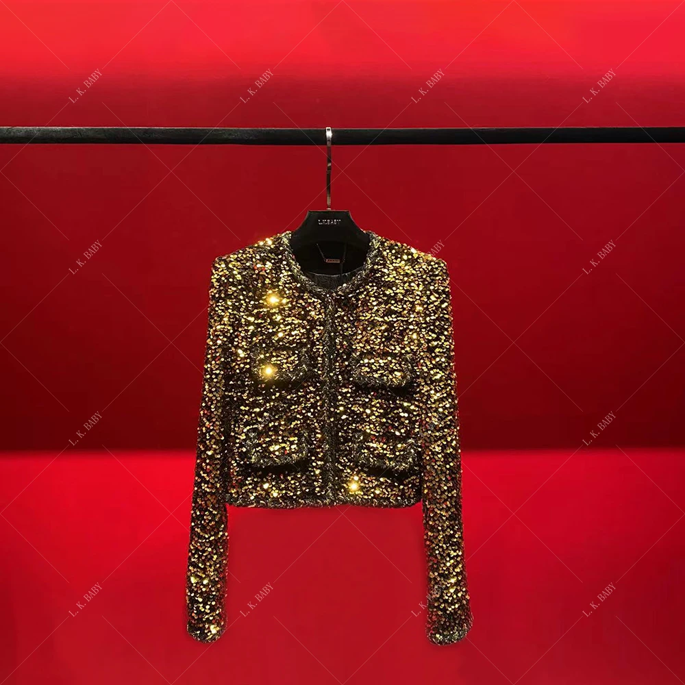 【L.K.BABY】纸醉金迷A高定重工金丝亮片上衣女外套开衫外套轻奢