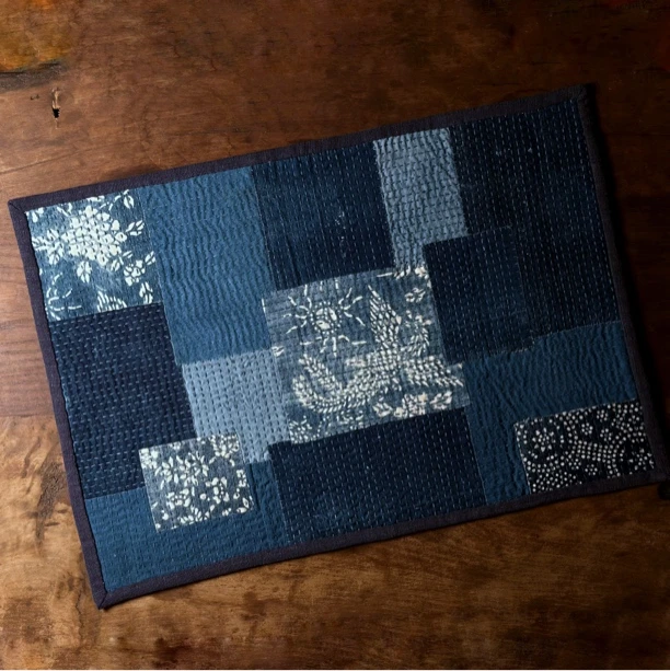 熙熙手作 预售/手工拼布老布蓝印花大号茶席密密缝国风中式