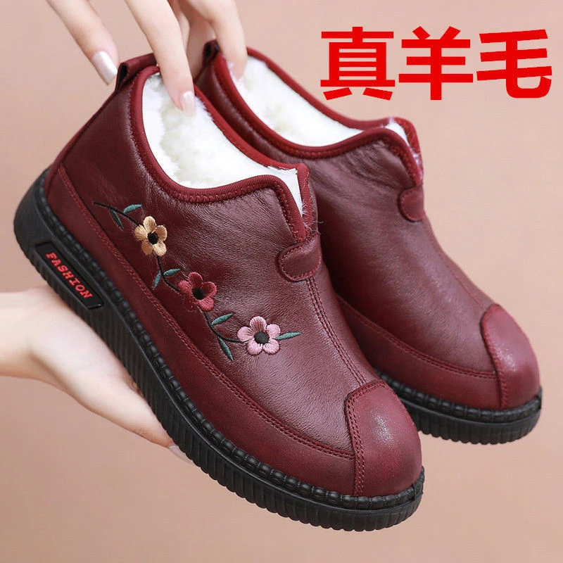 冬季老北京棉鞋布鞋女棉鞋防水老人鞋保暖防滑妈妈棉靴软底软面