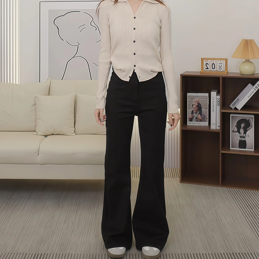 【微宽微喇】2024秋冬新款微宽松不紧身高腰显瘦牛仔裤