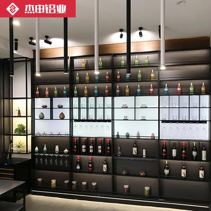 铝合金轻奢酒柜 开放式多层收纳铝合金型材家用红酒展示柜简约