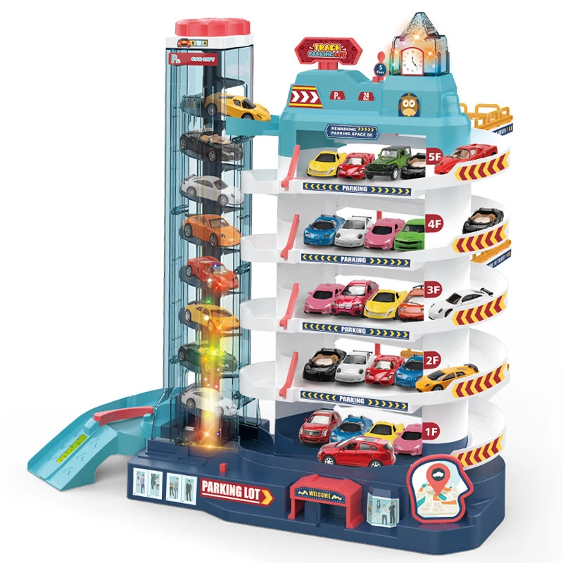 儿童轨道汽车大楼玩具多层停车场小男孩宝宝益智闯关大冒险3-60yy
