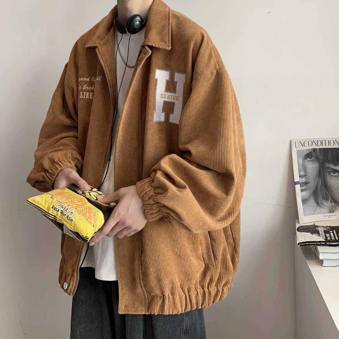 佐而不染灯芯绒外套男潮牌衣服潮流秋季港风日系夹克高街痞帅ins