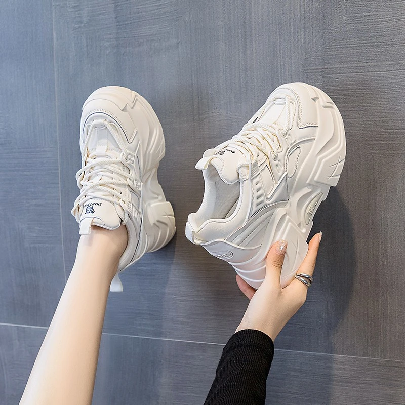 厚底增高9cm老爹鞋女时尚百搭轻便厚底小白鞋子6996-9