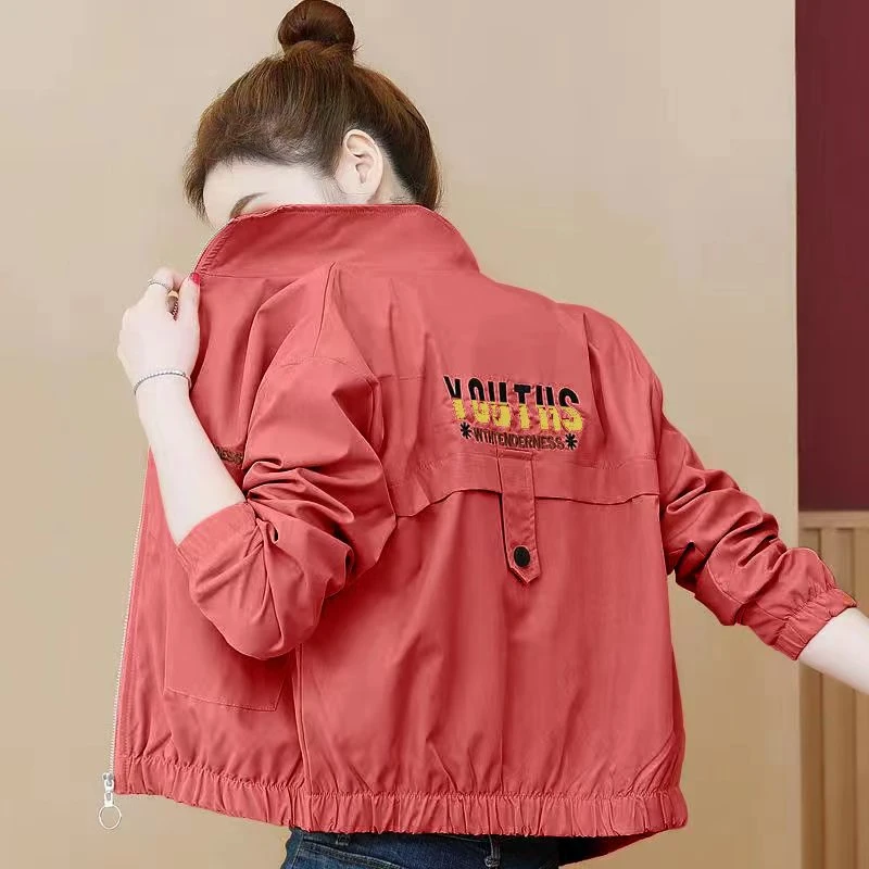 2025春秋新品宽松大码夹克百搭短外套女士妈妈装洋气上衣夹克女潮