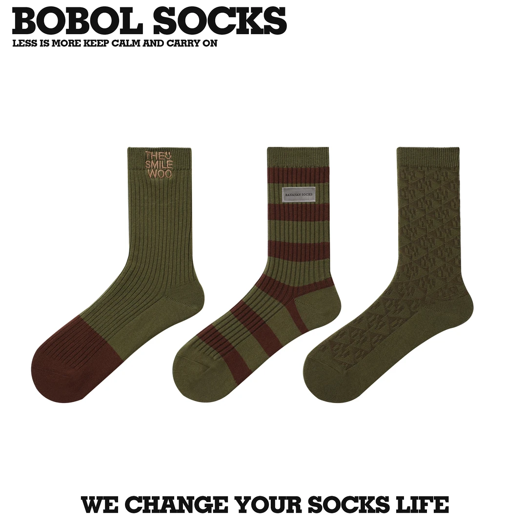 爆爆蓝 女袜勃肯鞋袜子暗花条纹袜子中筒袜手工布标女袜