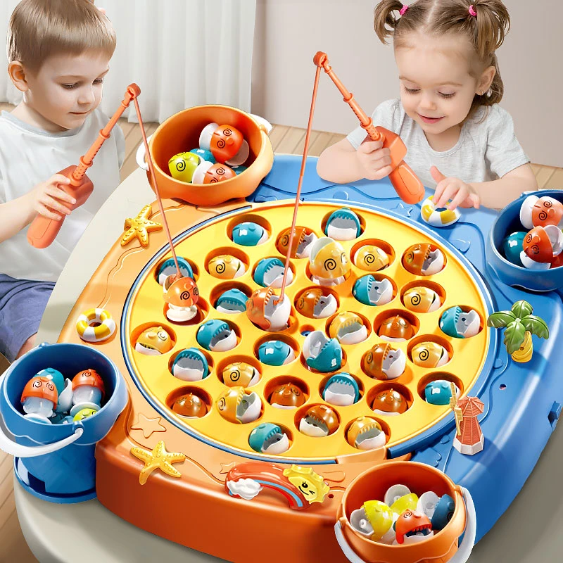 电动磁性旋转钓鱼儿童玩具3-6岁大号益智宝宝小孩幼儿园男孩6女孩