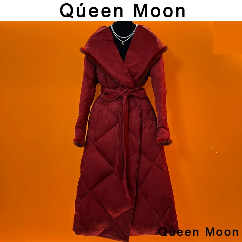 编码A06【QúeenMoon】经典气质轻奢连帽白鸭绒秋冬厚外套(定制女装)