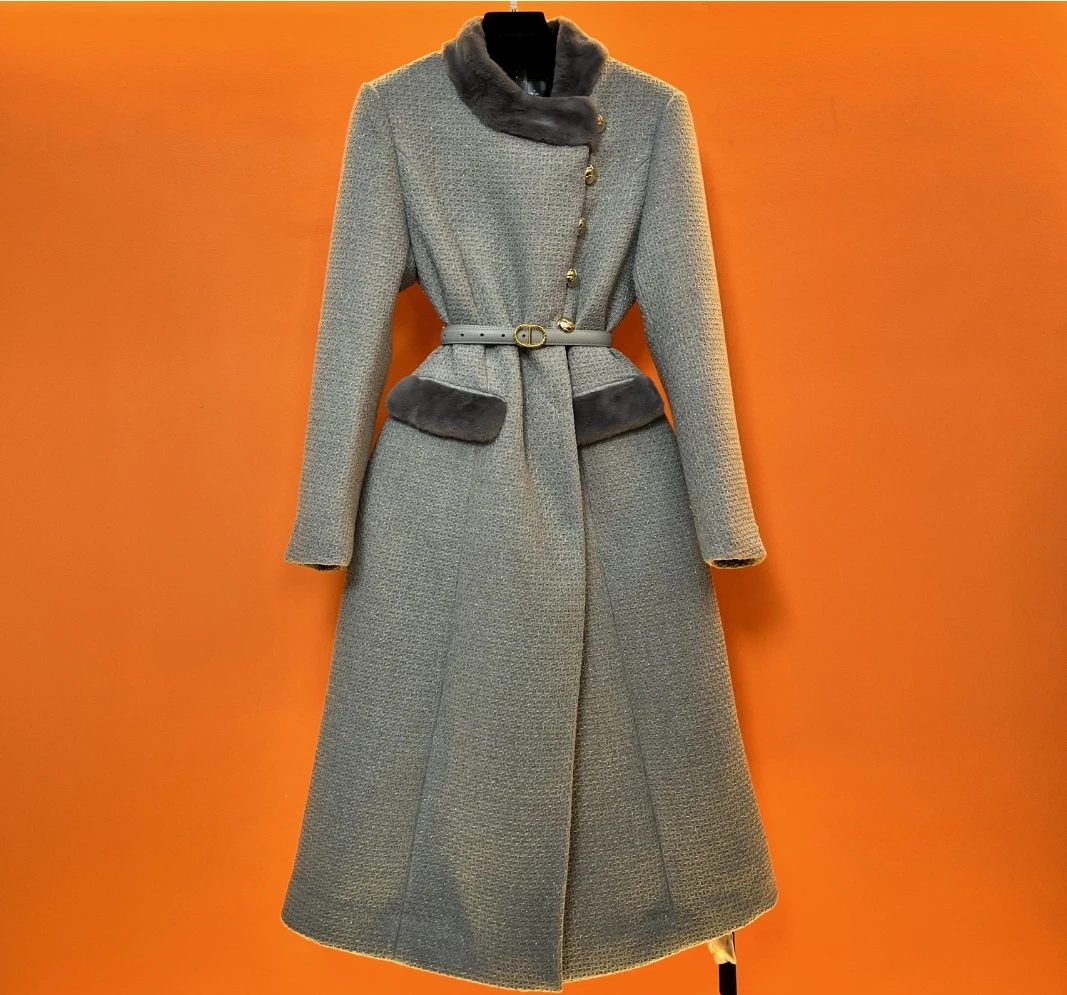 编码A57【QúeenMoon】经典轻奢小香风羽绒服连衣裙外套女(定制女装)