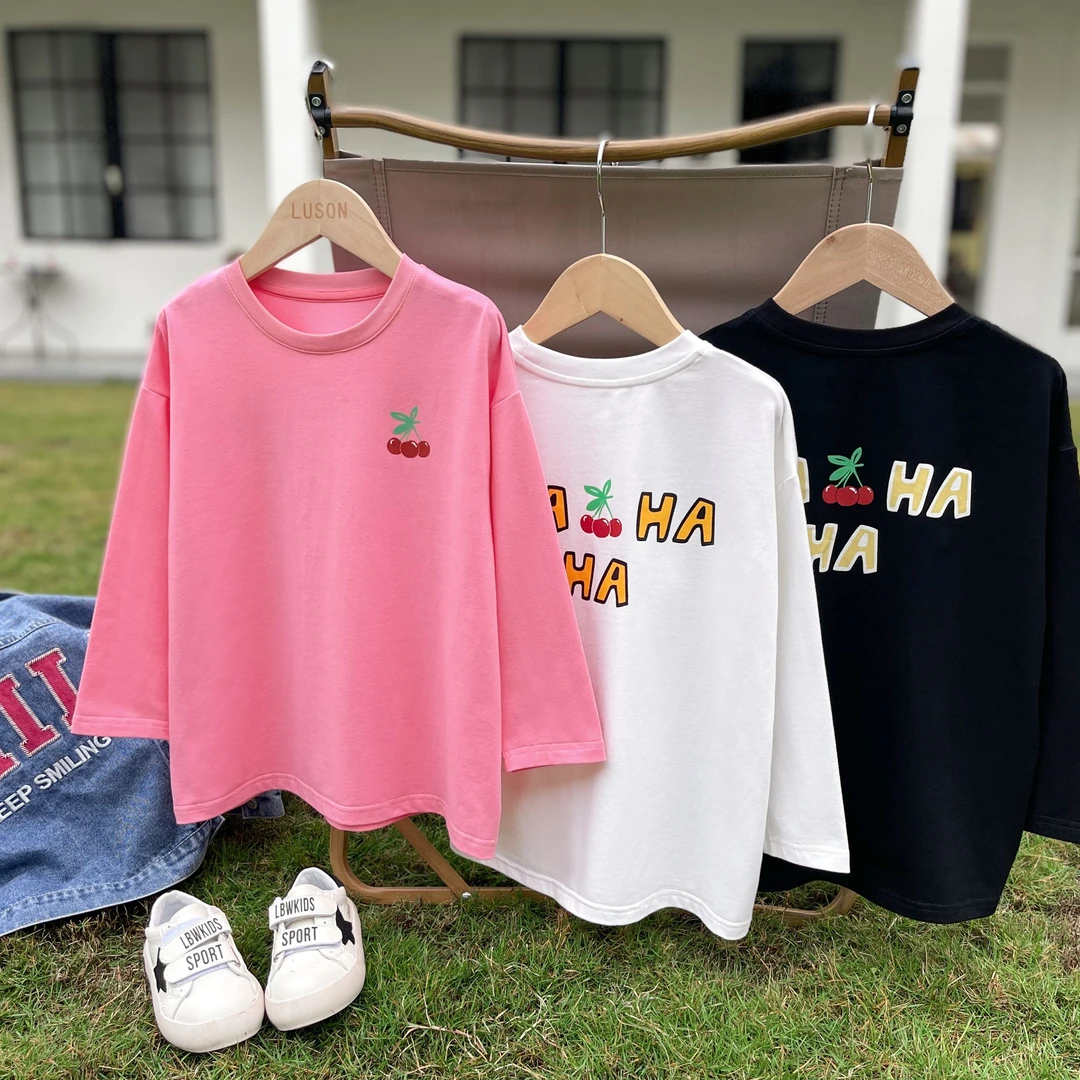 12-174 luson 女童 秋季甜美风小樱桃圆领T恤-GLC3436